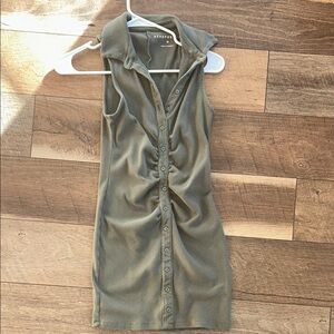 Aeropostale 95% cotton 5% spandex Olive Button-Front Mini Dress